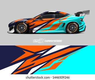 Car wrap design concept. Abstract racing background for wrapping vehicles, race cars, cargo van, pickup trucks, and racing livery.