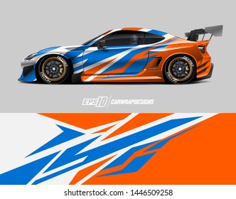 Car wrap design concept. Abstract racing background for wrapping vehicles, race cars, cargo van, pickup trucks, and racing livery.