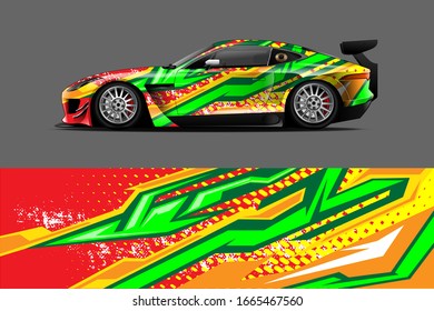 Concepto de diseño de envoltura de camión con fondo abstracto