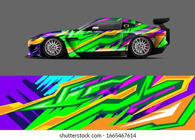 Concepto de diseño de envoltura de camión con fondo abstracto