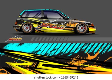 Car wrap design concept. Abstract racing background