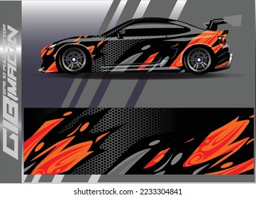 Car wrap design concept. Abstract racing background for wrapping vehicles  race cars  cargo van  pickup trucks  and racing livery.