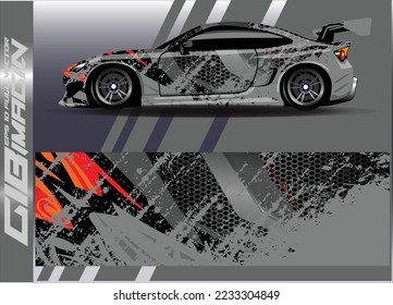 Car wrap design concept. Abstract racing background for wrapping vehicles  race cars  cargo van  pickup trucks  and racing livery.