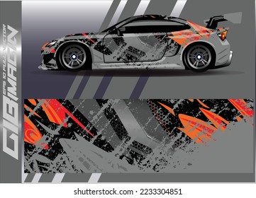 Car wrap design concept. Abstract racing background for wrapping vehicles  race cars  cargo van  pickup trucks  and racing livery.