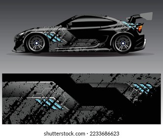 Car wrap design concept. Abstract racing background for wrapping vehicles  race cars  cargo van  pickup trucks  and racing livery.