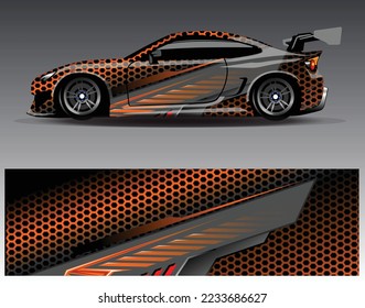 Car wrap design concept. Abstract racing background for wrapping vehicles  race cars  cargo van  pickup trucks  and racing livery.