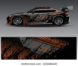 Car wrap design concept. Abstract racing background for wrapping vehicles  race cars  cargo van  pickup trucks  and racing livery.