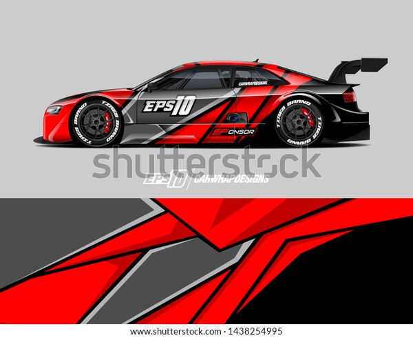 Car wrap\
design concept.  Abstract racing background for wrap vehicle, race\
car, cargo van, pickup truck and\
livery.