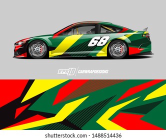 Car wrap design concept. Graphic abstract grunge stripe designs for wrapping vehicles, race car, cargo van, pickup truck and racing livery.