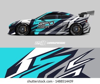 Car wrap design concept. Graphic abstract grunge stripe designs for wrapping vehicles, race car, cargo van, pickup truck and racing livery.