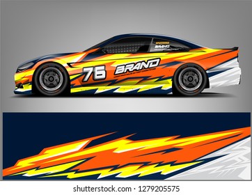 Car Wrap design. custom strip racing background. ready print eps format.