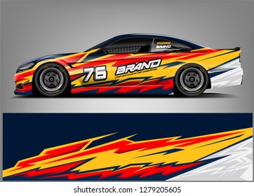 Car Wrap design. custom strip racing background. ready print eps format.
