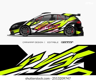 Car wrap design featuring black, white, yellow, green, and red stripes. Suitable for personalizing vehicles with a sleek and bold style.