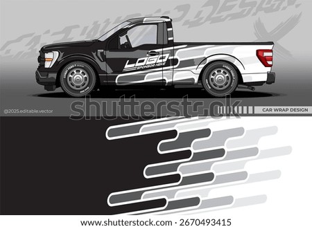 Car Wrap Design Ford F. Livery decal car vector with black white colour. Sticker full body car suitable for racing, rally and daily use	
