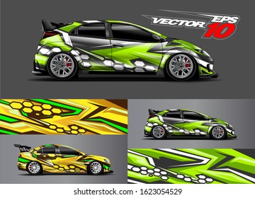 Car wrap design. Graphic abstract stripe racing background kit