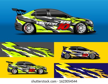 Car wrap design. Graphic abstract stripe racing background kit