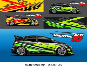 Car wrap design. Graphic abstract stripe racing background kit