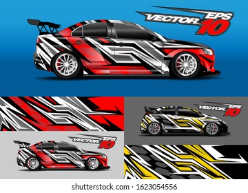 Car wrap design. Graphic abstract stripe racing background kit