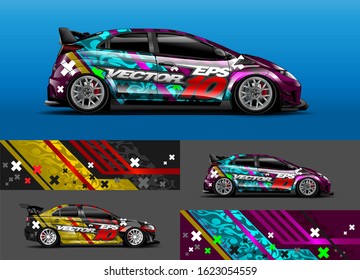 Car wrap design. Graphic abstract stripe racing background kit