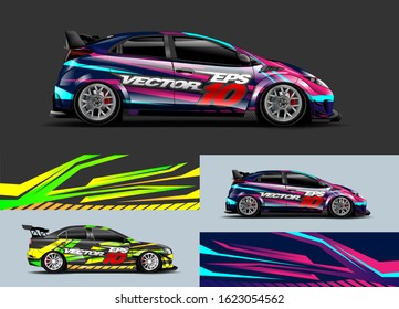 Car wrap design. Graphic abstract stripe racing background kit