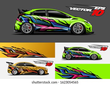 Car wrap design. Graphic abstract stripe racing background kit