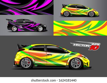 Car wrap design. Graphic abstract stripe racing background designs