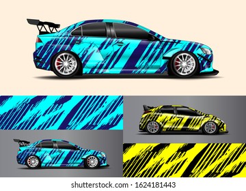 Car wrap design. Graphic abstract stripe racing background designs