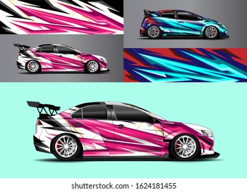 Car wrap design. Graphic abstract stripe racing background designs