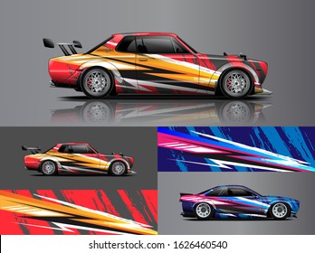 Car wrap design. Graphic abstract stripe racing background