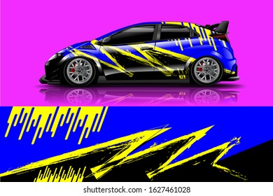 Car wrap design. Graphic abstract stripe racing background