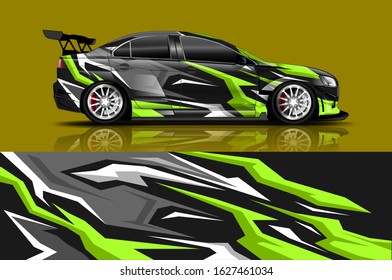 Car wrap design. Graphic abstract stripe racing background