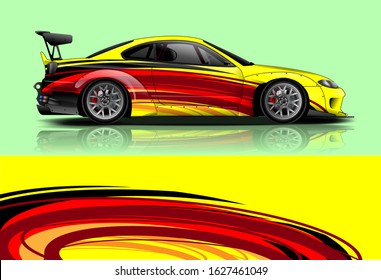 Car wrap design. Graphic abstract stripe racing background