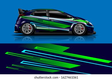 Car wrap design. Graphic abstract stripe racing background