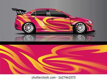 Car wrap design. Graphic abstract stripe racing background