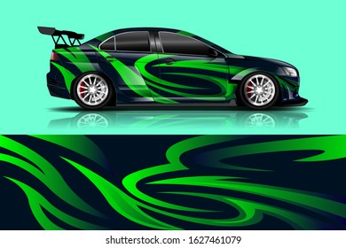 Car wrap design. Graphic abstract stripe racing background