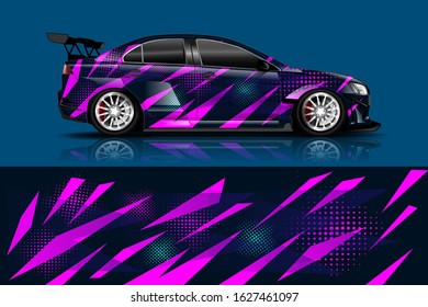Car wrap design. Graphic abstract stripe racing background