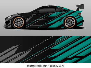 Car Wrap Design With Green Geometry Theme