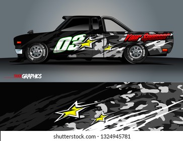 car wrap design. grunge tribal lines with abstract background vector concept for vehicle vinyl wrap and automotive decal livery