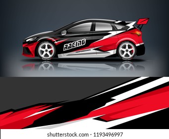 Car wrap design. Livery design for racing car. sedan, hatchback. vector format.