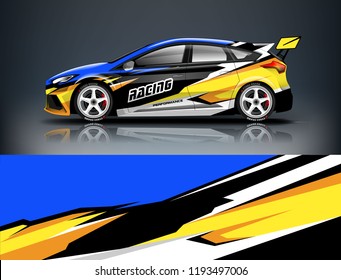 Car wrap design. Livery design for racing car. sedan, hatchback. vector format.