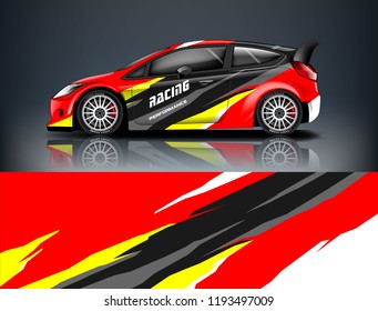 Car wrap design. Livery design for racing car. sedan, hatchback. vector format.