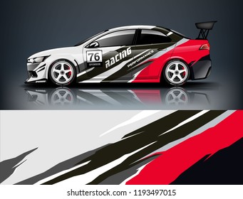 Car wrap design. Livery design for racing car. sedan, hatchback. vector format.