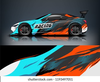 Car wrap design. Livery design for racing car. sedan, hatchback. vector format.