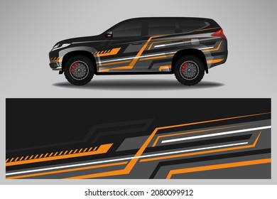 Car wrap design race livery vehicle vector. Graphic abstract stripe racing background kit designs for vehicle, race car, rally, adventure and livery