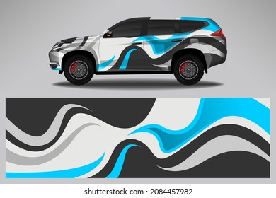 Car wrap design race livery vehicle vector. Graphic abstract stripe racing background kit designs for vehicle, race car, rally, adventure and livery