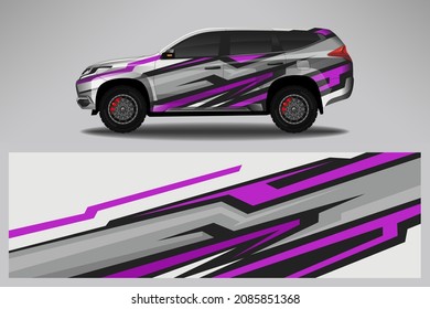 Car wrap design race livery vehicle vector. Graphic abstract stripe racing background kit designs for vehicle, race car, rally, adventure and livery