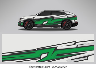 Car wrap design race livery vehicle vector. Graphic stripe racing background kit designs for vehicle, race car, rally, adventure and livery