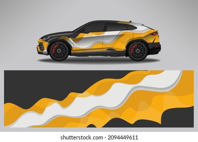 Car wrap design race livery vehicle vector. Graphic stripe racing background kit designs for vehicle, race car, rally