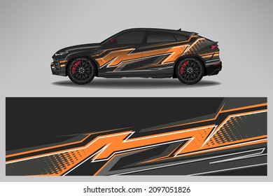 Car wrap design race livery vehicle vector. Graphic stripe racing background kit designs for vehicle, race car, rally