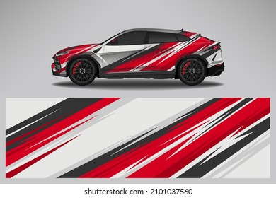 Car wrap design race livery vehicle vector. Graphic stripe racing background kit designs for vehicle, race car, rally